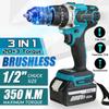 3 In 1 288V Brushless Electric Drill Screwdriver 20+3 Torque Variable Speed Cordless Hammer Impact Drill for Makita 18V Battery