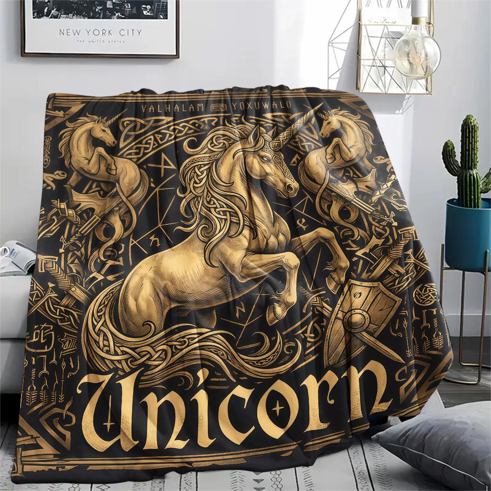 Viking retro animals Print Flannel Blanket,High quality Comfortable for All Seasons,Home Decor,Warmth and Comfort,Perfect for Christmas Gifts
