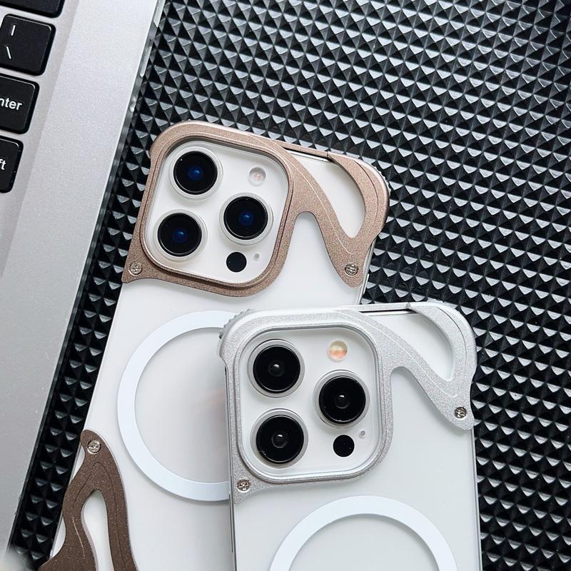 Алюминиевый сплав безрамочный для Magsafe прозрачный чехол для телефона iPhone 16 Pro 15 Pro Max магнитный ударопрочный жесткий ПК прозрачная задняя крышка