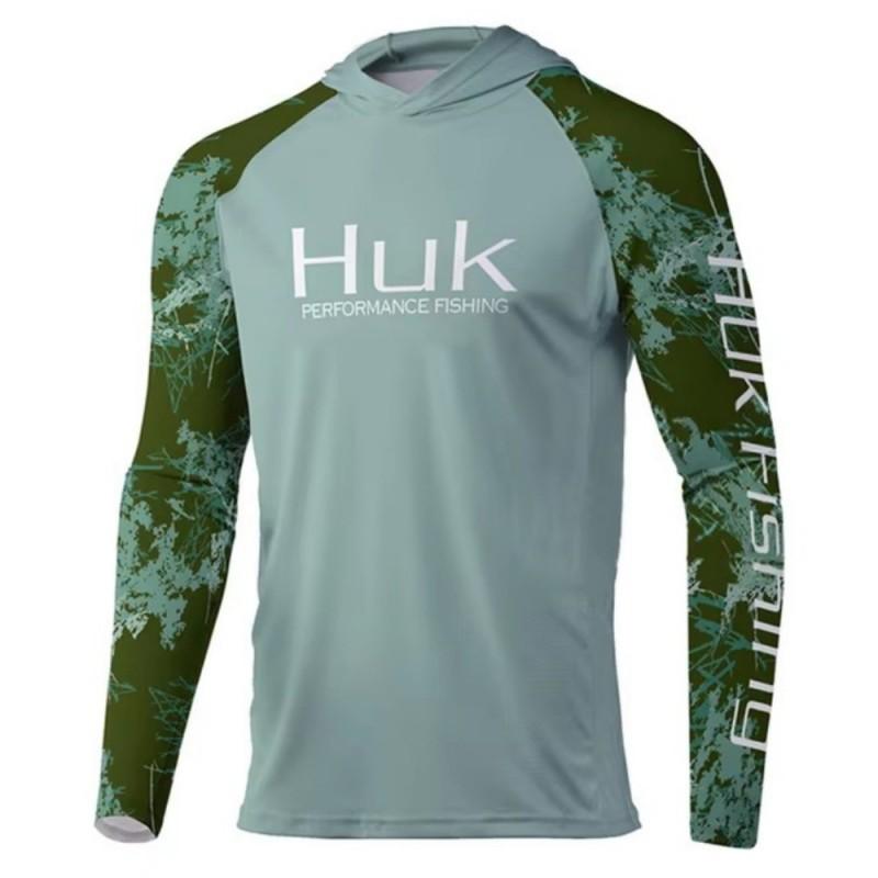 Мужской костюм HUK Fishing с длинным рукавом и капюшоном, дышащая футболка UPF50