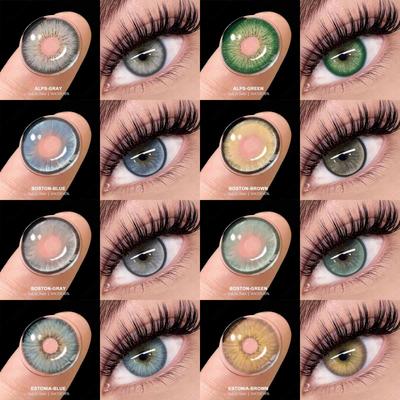 Цветные контактные линзы Blue Fresh Annual Disposable Lens Коричневый Удобный Натуральный Цветные Линзы Мягкие Линзы для Глаз 1 Пара