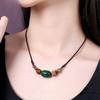 GEMCHIC Женское Винтажное Этническое Ожерелье из Семени Бодхи и Агата, Короткая Цепочка на Ключицы, Дзен-Украшение