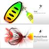 FTK 1pc Spinner Bait 7.5g 12g 17.5g Hard Spoon Bass Lures Metal Fishing Lure With Feather Treble Hooks For Pike Fishing
