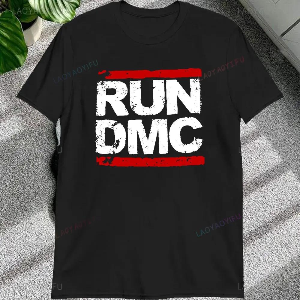 Винтажные Мужские Футболки с Принтом Hip Hop Rock Музыки Run Dmc, Короткий Рукав, Уличная Одежда, Свободные Женские Футболки, Повседневные Модные Футболки