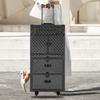 Lockable Rolling Makeup Train Case Hairdressing Cosmetic Travel Case 4 Layers Black with Wheels for Professional Make-up Artists