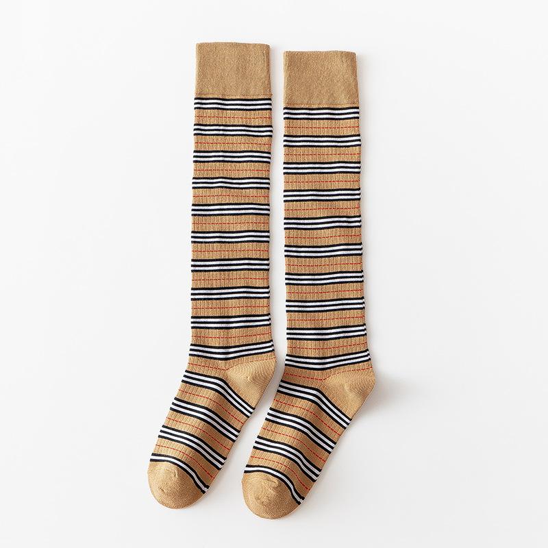 Женская весна и осень, личность, полосатый хлопок, стиль преппи, мило, все с гольфами до колена