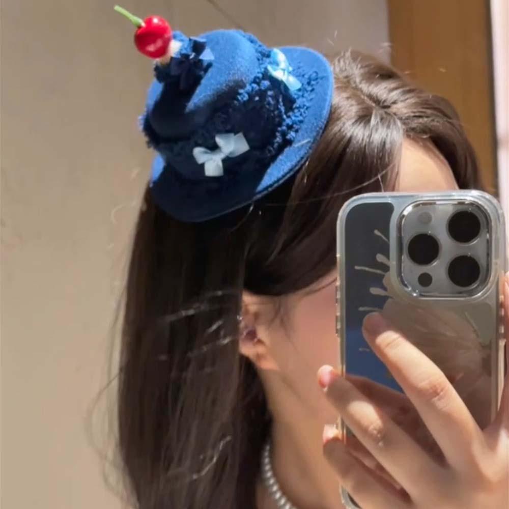 Korean Style Birthday Cake Hairpins Hat Sweet Cherry Top Hat Hair Clip Photography