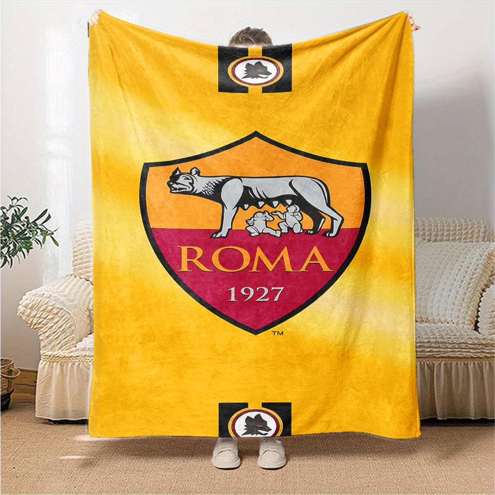 1pc Blanket - Rome logo Print Design,Lightweight Blanket for Sofa,Bed- Soft &Warm,Gift for All Seasons