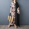 Женское летнее новое платье 2025 года, повседневное платье с V-образным вырезом, свободное длинное платье с принтом, винтажное платье больших размеров макси