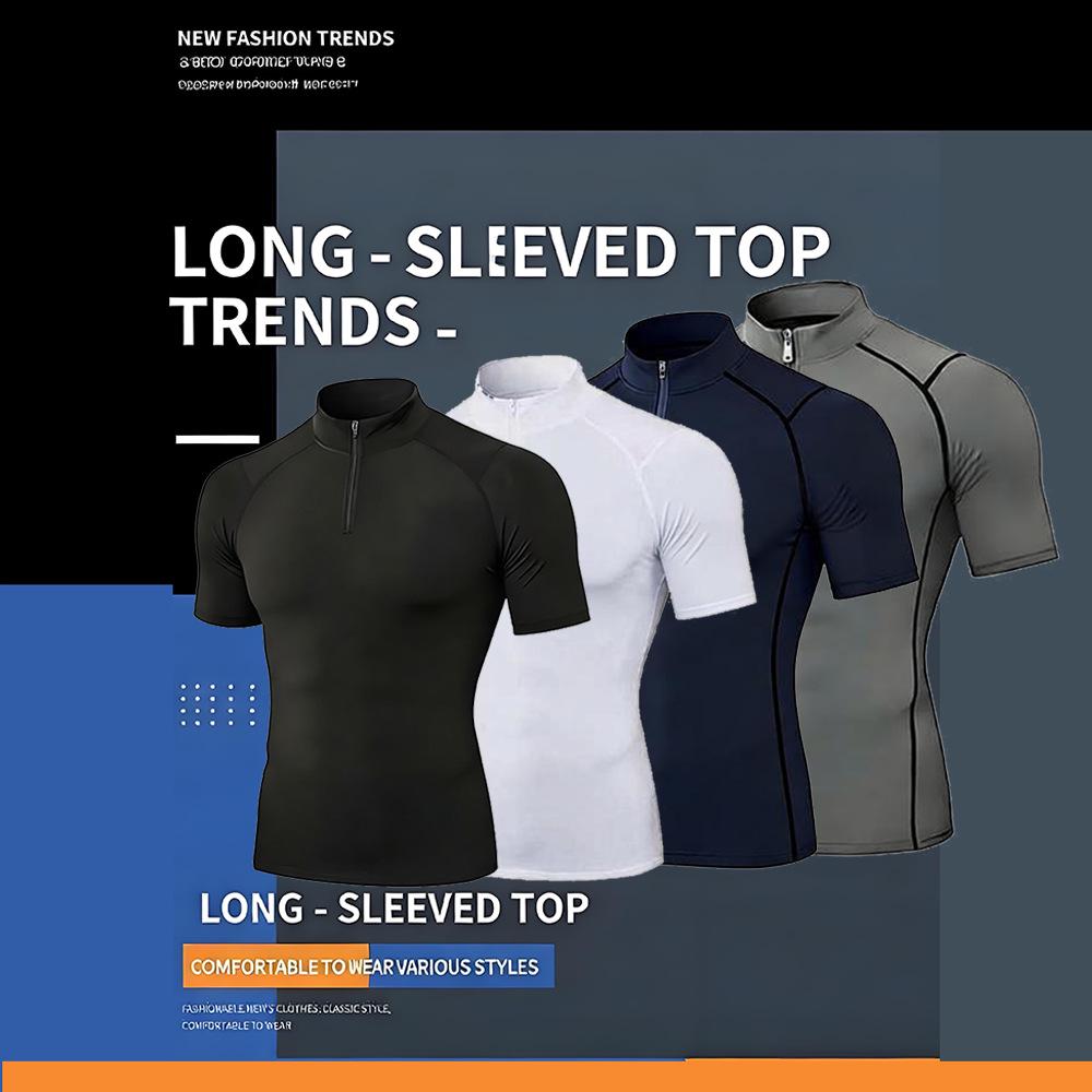 Мужской эластичный комплект из быстросохнущих поло GYMSHARK - Дышащая, облегающая спортивная одежда для тренировок и бега с защитой от солнца