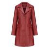 Fashion Women Slim Fit Pu Leather Jacket Long Sleeve Lapel Collar Zipper Outerwear for Fall Winter