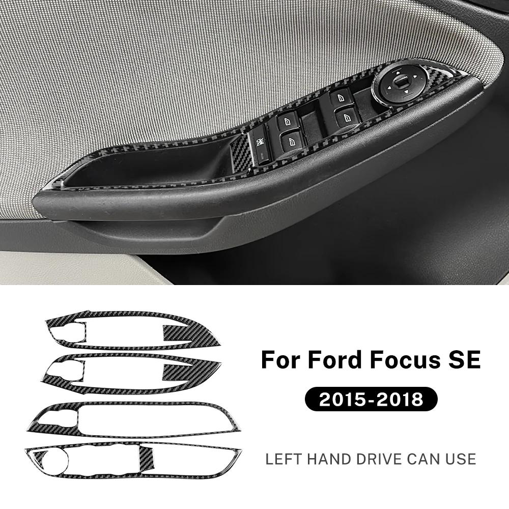 Настоящая мягкая карбоновая наклейка для Ford Focus SE RS ST Ecoboost 2012-2015 2016 2017 2018 LHD Панель отделки кнопки стеклоподъемника автомобильного окна