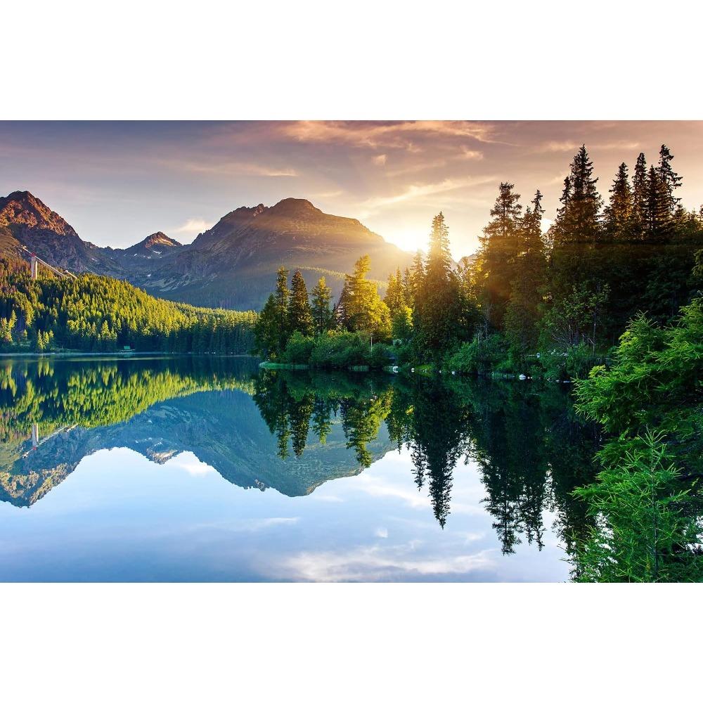 Mountain Lake Sunset Wall Mural Nature Forest Landscape Wallpaper Home Decor