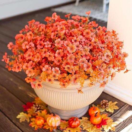 12 пучков искусственных цветов для улицы, разноцветная ипомея с эвкалиптом, устойчивый к УФ-излучению искусственный шелковый цветок для весны и лета, для дома, кашпо, крыльца