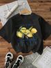 Graphic Lemon Print T-Shirt Short Sleeve Crew Neck Casual Top for Summer Spring Fashion Women's Clothing