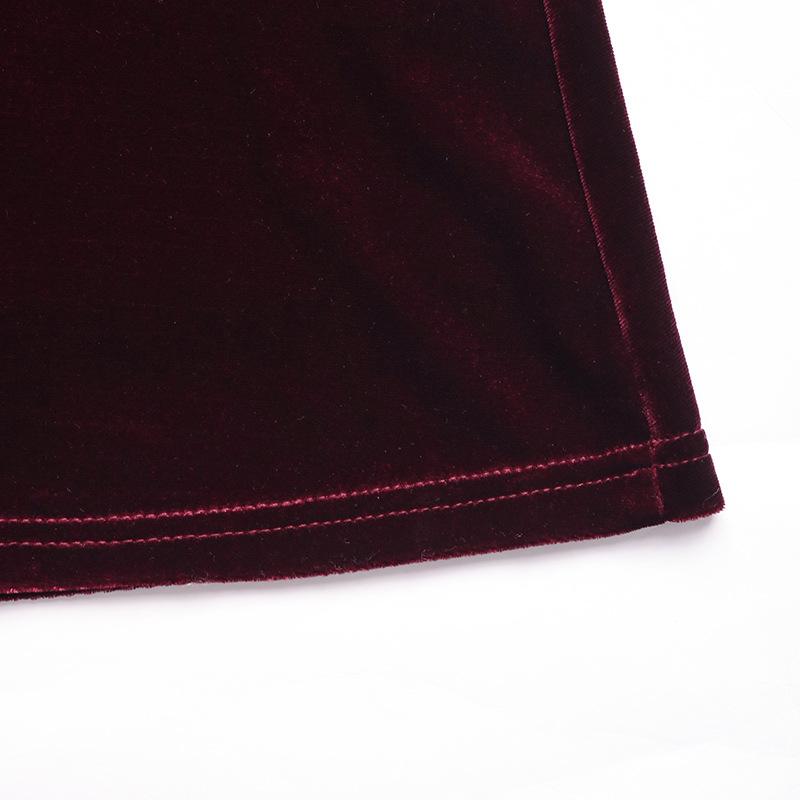 Burgundy Velvet Midi Dress Square Neck Long Sleeve Side Slit Elegant Wine Red Velour Gown Autumn Winter Vintage Evening Party Formal Cocktail Dress