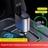 100W USB Type-C Car Charger, Fast Charging Retractable Cable, for iPhone, Huawei, Samsung with Voltage Display