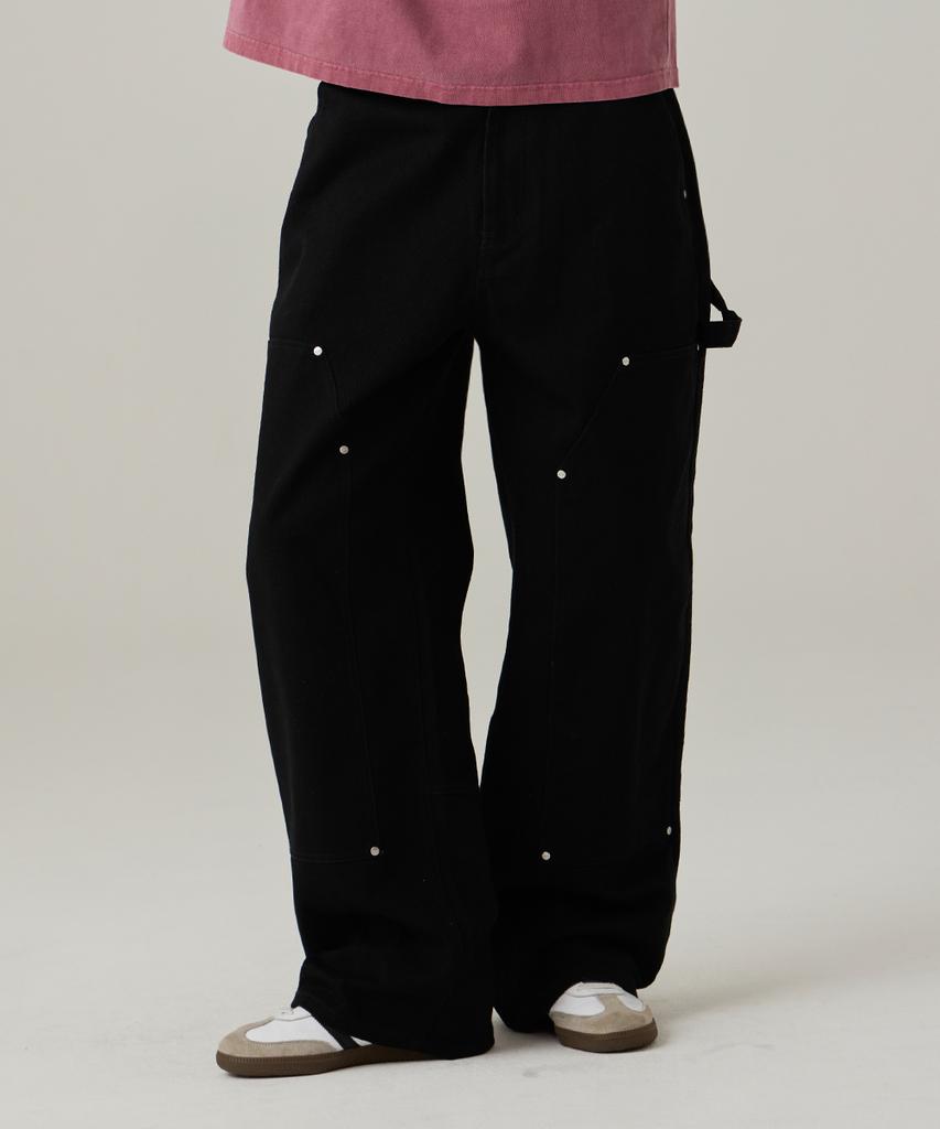 URBANAGE Cotton Carpenter Wide Pants Black