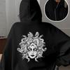 Women's Autumn Zipper Hoodie Black Premium Neutral Horror Medusa Printed Fashion Trend Top Double Hat Sports Velvet Sweatshirt