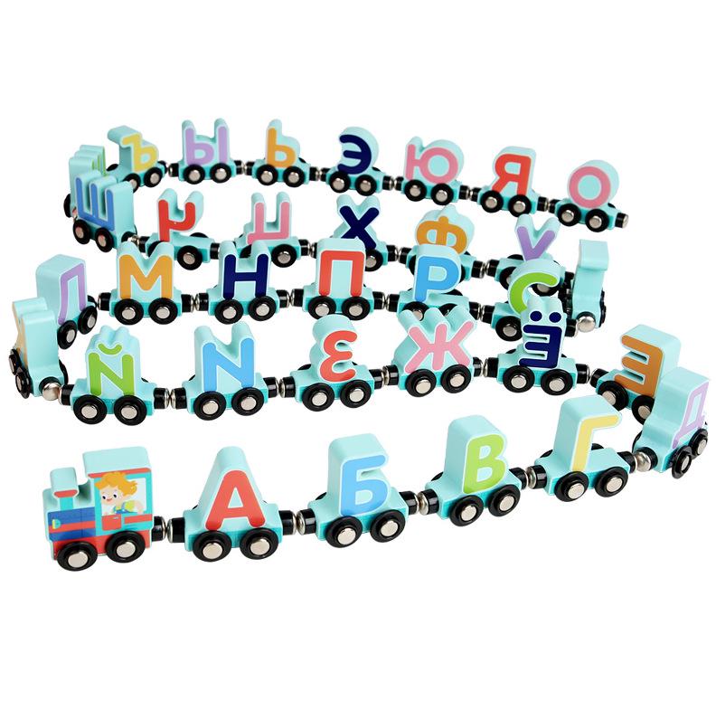 Magnetic Wooden Train with Letters & Numbers - Educational Toy for Ages 1-3