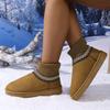 Casual Ethnic Embroidery Snow Boots Women 2025 Soft Thick Bottom Short Plush Snow Boots Winter Warm Knitted Boot Tube Shoes