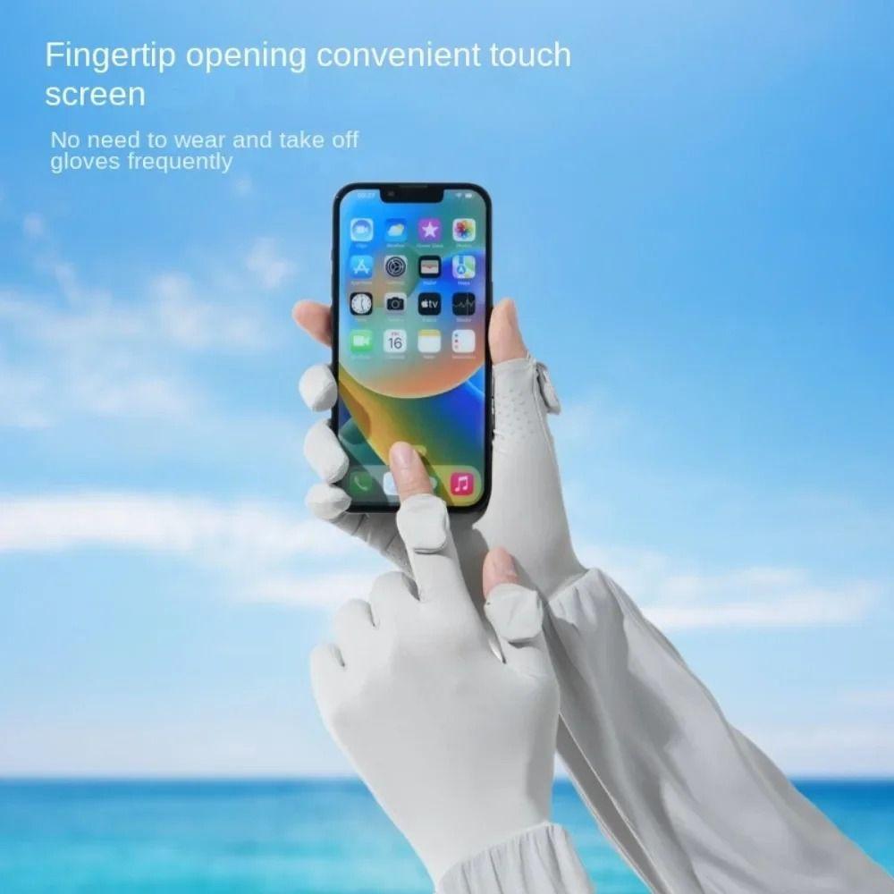 Flip-finger Ice Silk Sleeves Gloves Anti-UV Cycling Gloves Breathable Sunscreen Sleeve Outdoor