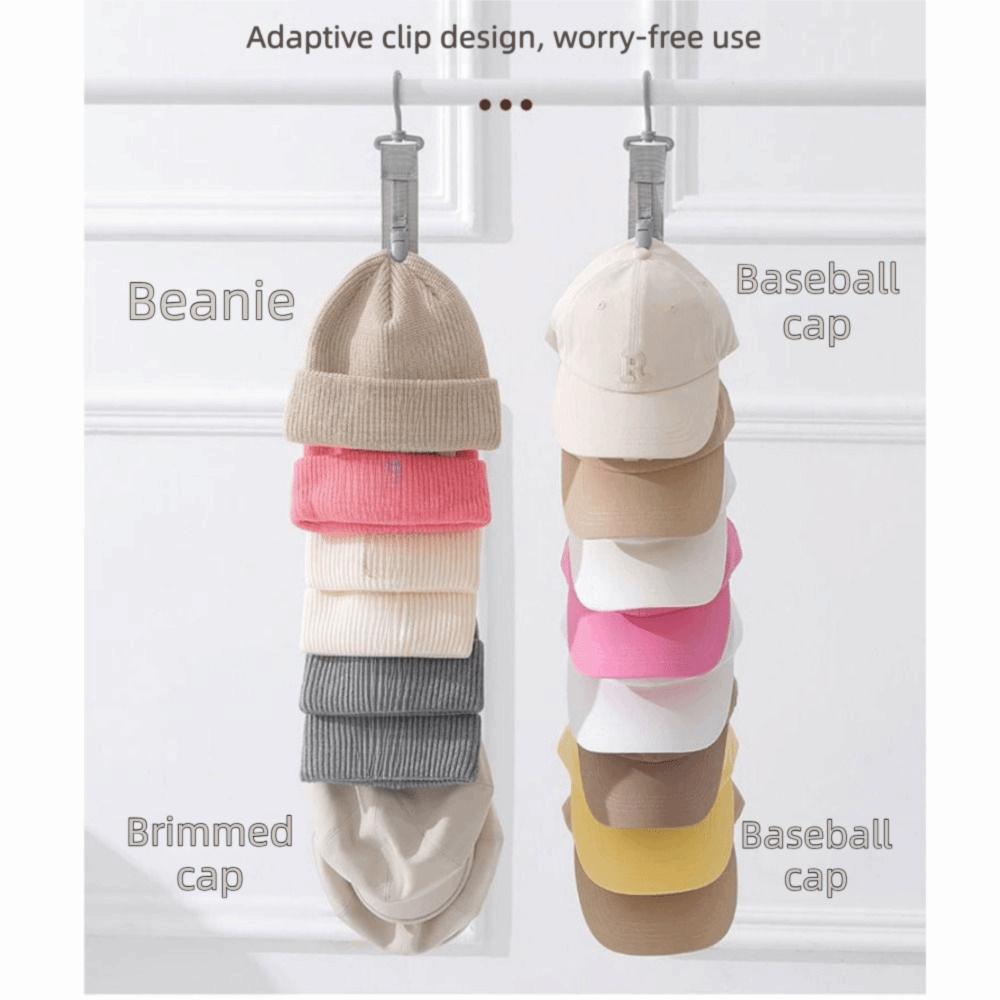 Metal Hanging Hat Storage Clips Holder with 8 Non-Slip Clips Shock Proof Baseball Cap Rack with Hook Multilayer Hat Display Rack