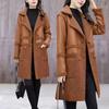 Large Size Jacket Women's Two-Sided Fur Coat Autumn Winter Lambswool Outerwear Long Padded Overcoat Ladies Leather Tops