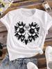 (Азиатский размер) Любовь Сердце Цветок Милая Женская Футболка Верхняя Одежда Повседневная Цветочная Мода Короткий Рукав Футболка Принт Женская Графическая Футболка