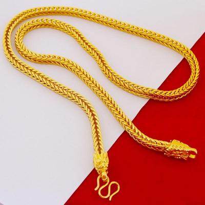 Сплав Позолоченная Голова Дракона Хвост Лисы Ожерелье 6 мм Имитация Золота Персонализированное Квадратное Ожерелье Цепочка на Шею