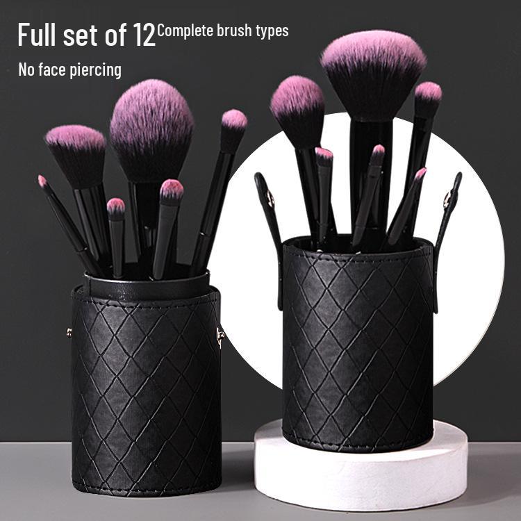 Набор из 12 кистей для макияжа с мягким ворсом: Включает пудру, тени для век и кисти для губ