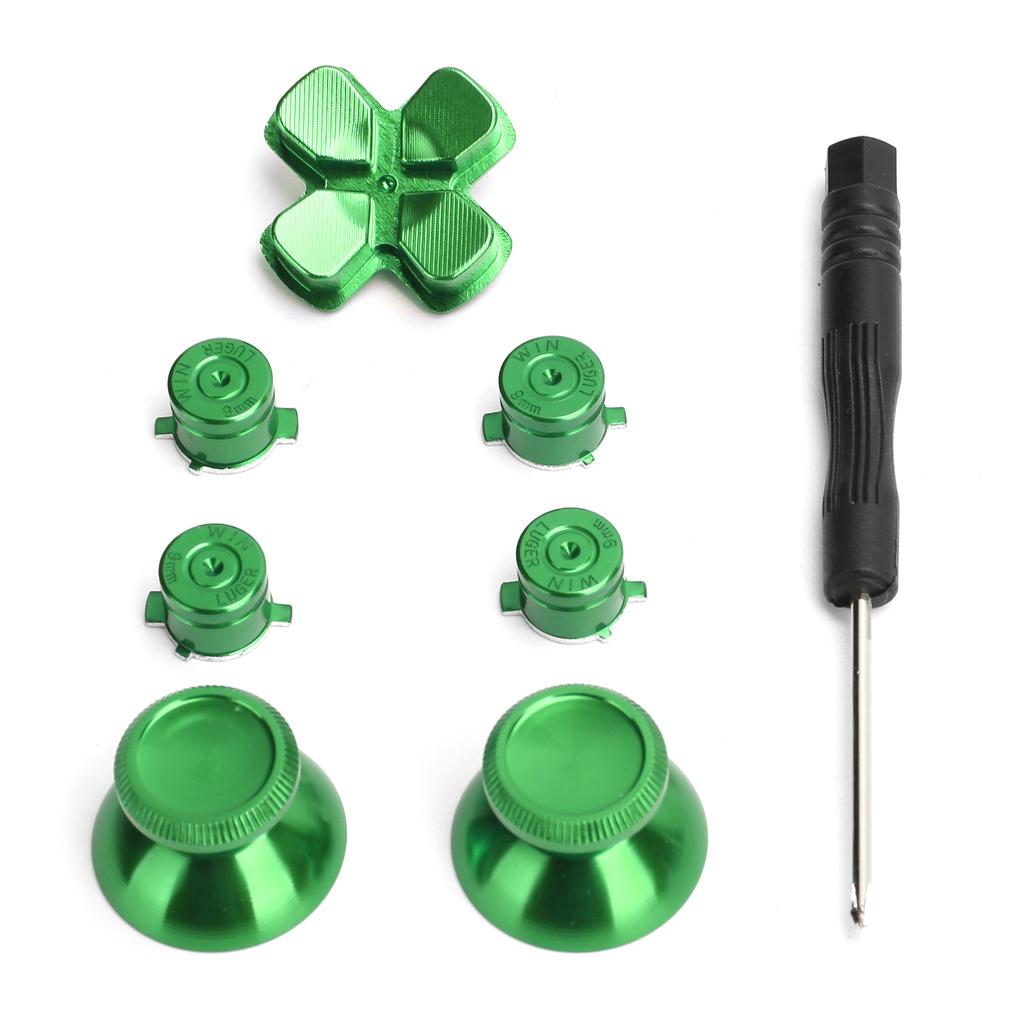 Game Controller Aluminum Alloy Buttons Thumb Stick Set Replacement Parts for PS4Green