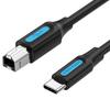 VENTION USB A Male To B Male Cable Black PVC Type 2.0 (10m)