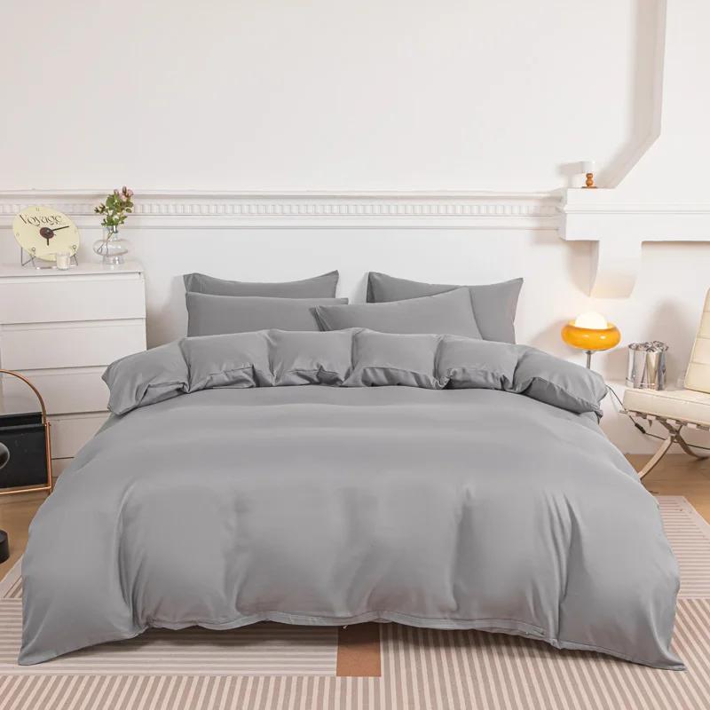 Haze Blue Duvet Cover Microfiber Solid Color Bedding Set,3pcs Comforter Cover with 2 Pillowcases Modern Home Bedroom Quilt Cover