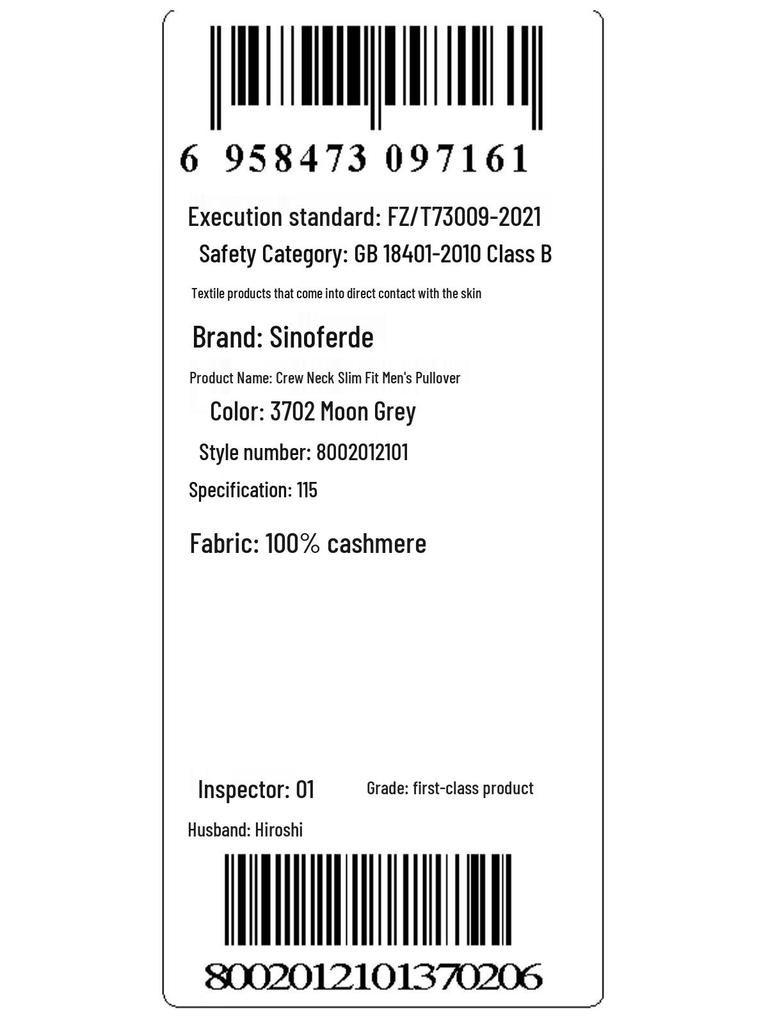 Men's Round Neck 100% Cashmere Long Sleeve Knit Sweater