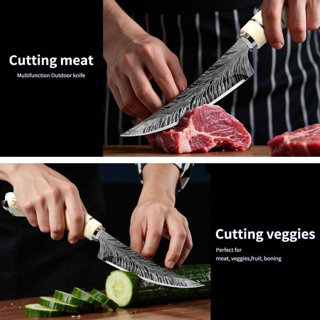 Stainless steel kitchen multi purpose knife suitable for steak bone removal meat slicing and fruit cutting comes with a gift box