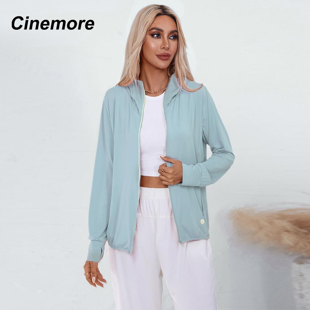 Cinemore Женская летняя модная тонкая солнцезащитная куртка с защитой от ультрафиолета, повседневная ветровка с капюшоном и длинными рукавами, ветрозащитное пальто, верхняя одежда