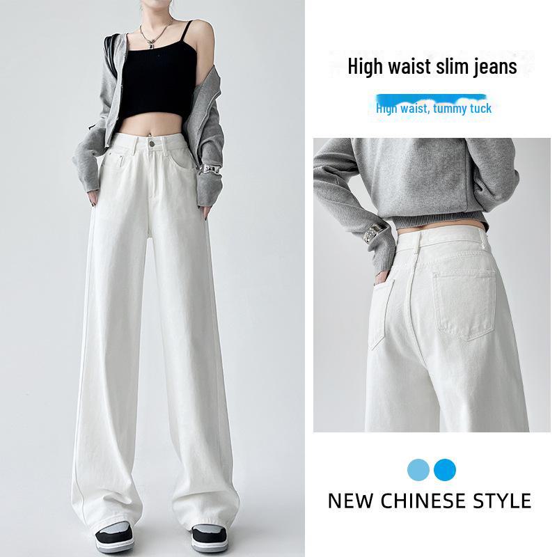 Женские синие джинсы с высокой талией в стиле ретро, коллекция лето 2025 г., облегающие и легкие