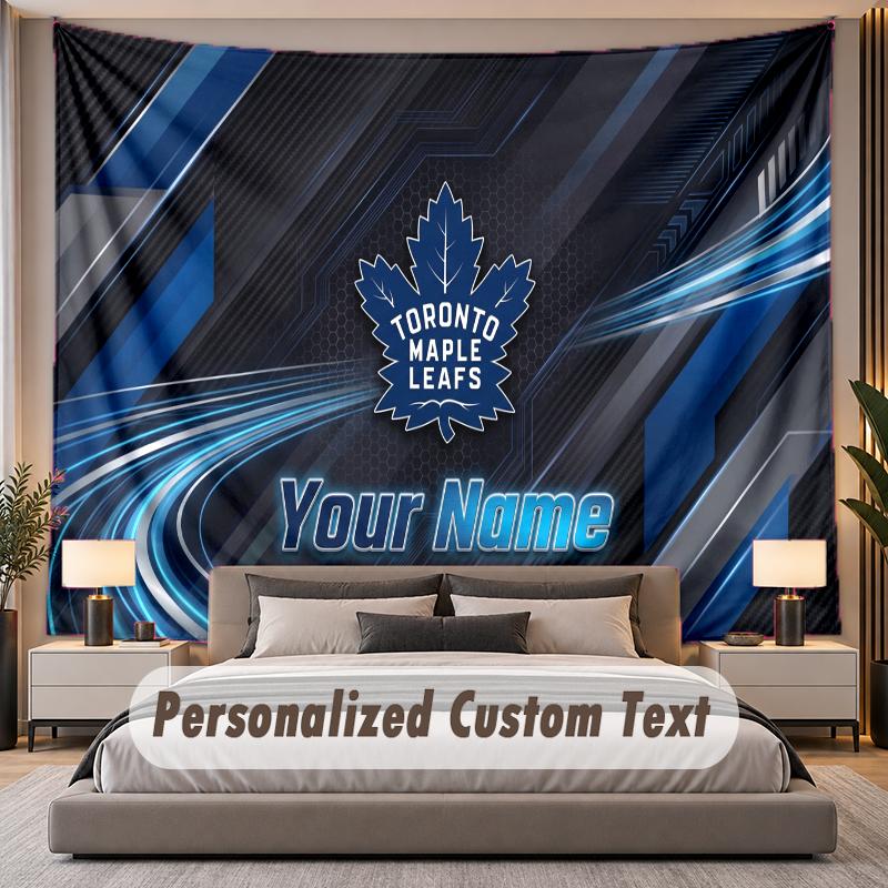 Custom Name Text Tapestry Toronto Maple Leafs Personalized Polyester Wall Tapestry For Bedroom And Room