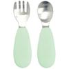 UBMom Infant Stainless Steel Silicone Handle Baby Food Spoon Fork Case Set, Mugwort Rice Cake (Mint), 1 Set, Korean Popular Tableware