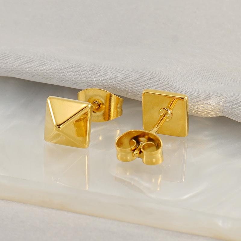 Новые модные серьги из титановой стали с заклепками, простые универсальные серьги из нержавеющей стали с покрытием из 18-каратного золота