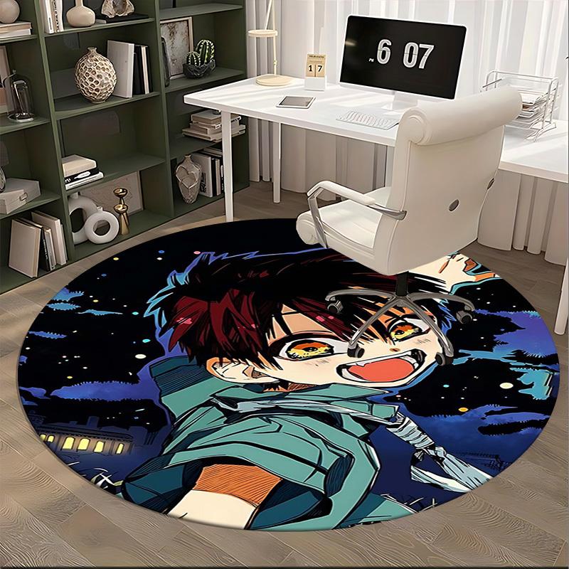1pc Anime Cartoon Design Round Carpet - Office Chair Mat, Non-Slip Rug for Home Decor, Living Room, Bedroom, Game Room & Dormitory Decoration.F105