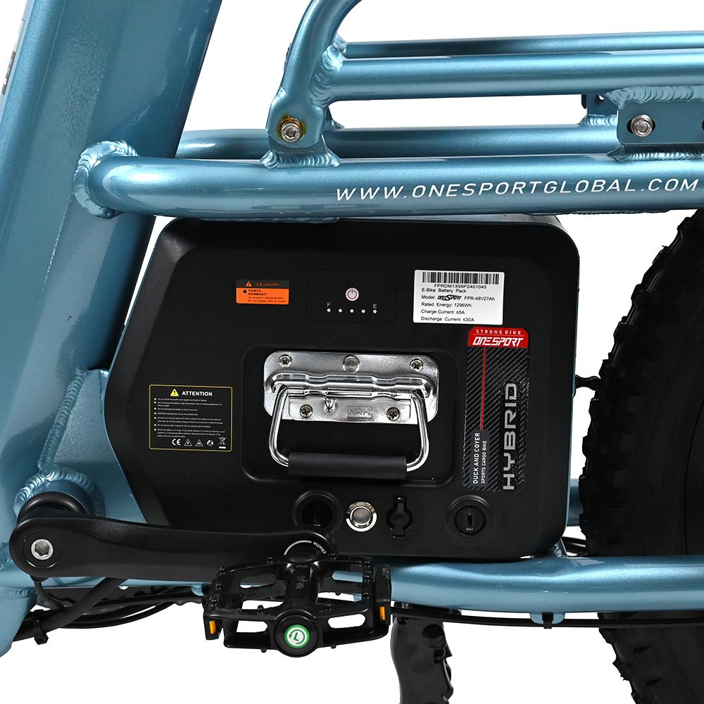 ONESPORT OT01 Cargo Electric Bike With Seat 650W Motor 48V27Ah Battery Outdoor EBike 20-inch Road Tire Electric Bicycle