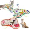 3-in-1 Hide And Seek Cat Toy Interactive Automatic Play Toy with Butterfly Wand And Moving Concealed Feather Kitten Exercise Hunting Game for Indoor