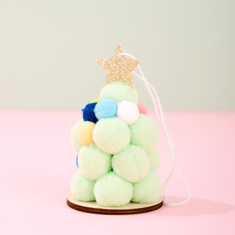 Christmas Tree Ornaments Lightweight Soft Fluffy Pom Poms with Gold Star Topper Ideal Xmas Gift for Family