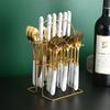 24pcs Stainless Steel Marbled Tableware Set Nordic Style Flatware Kit  Housewarming Gift