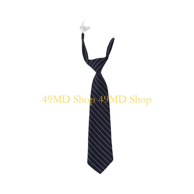 49MD Student Pre Tied Neck Ties Preepy Look Pretty Striped Tie Cravat Necktie Vintage Neck Wear Accessories