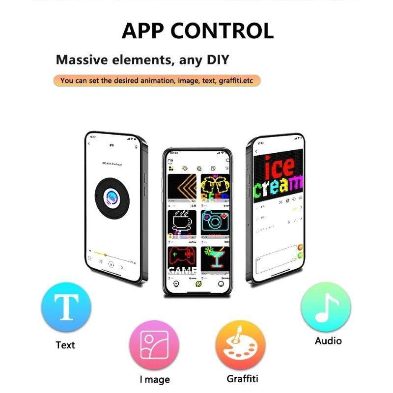 Car Truck Devil's Eye Signs Light Multilingual Car LED Matrix Pixel Panel Scrolling Advertising 5V USB Smart App Remote Control