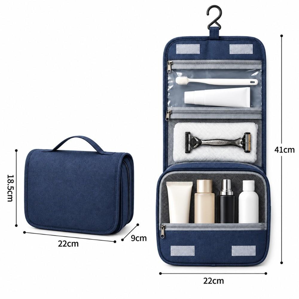 Foldable Travel Cosmetic Bag 2-Fold Makeup Organizer Portable Hanging Toiletry Bag Travel Storage