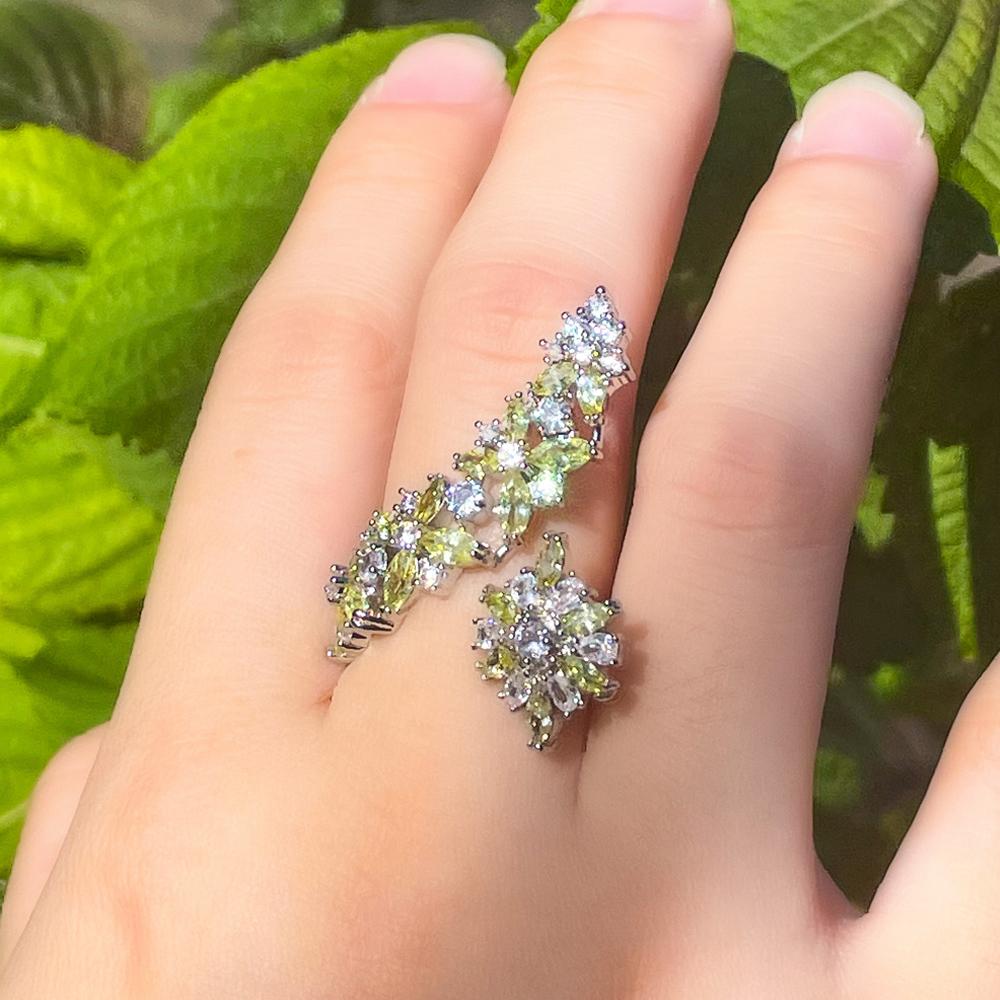 Ювелирные изделия CMM, блестящие кольца с кубическим цирконием, регулируемые цветочные кольца на большие пальцы для женщин